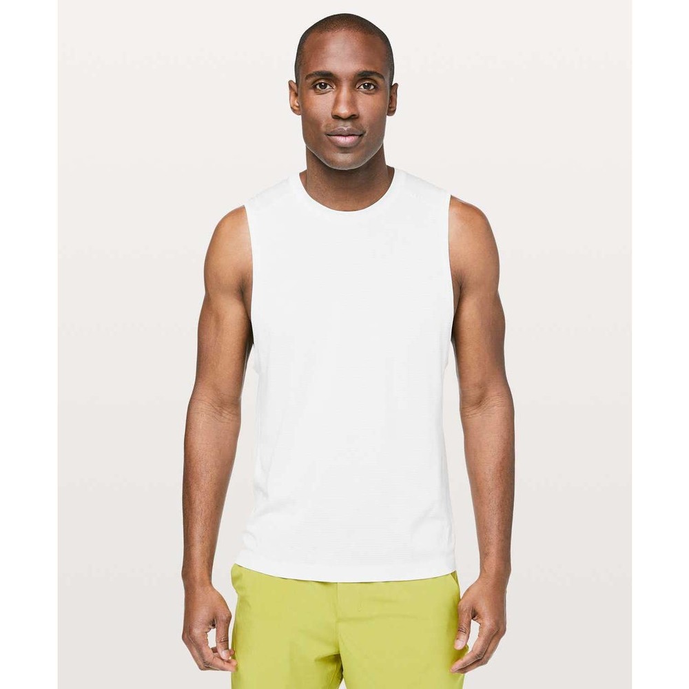 Lululemon Metal Vent Tech Crewneck Silverescent Training Muscle Tank Top White M